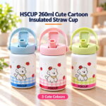 HSCUP 260ml Kids Stainless Steel Insulated Straw Cup with Handle