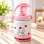 HSCUP 260ml Kids Stainless Steel Insulated Straw Cup with Handle - Image 3