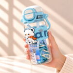 600ml Kids Cute Cartoon Water Bottle with Carry Strap - Image 4
