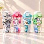 600ml Kids Cute Cartoon Water Bottle with Carry Strap